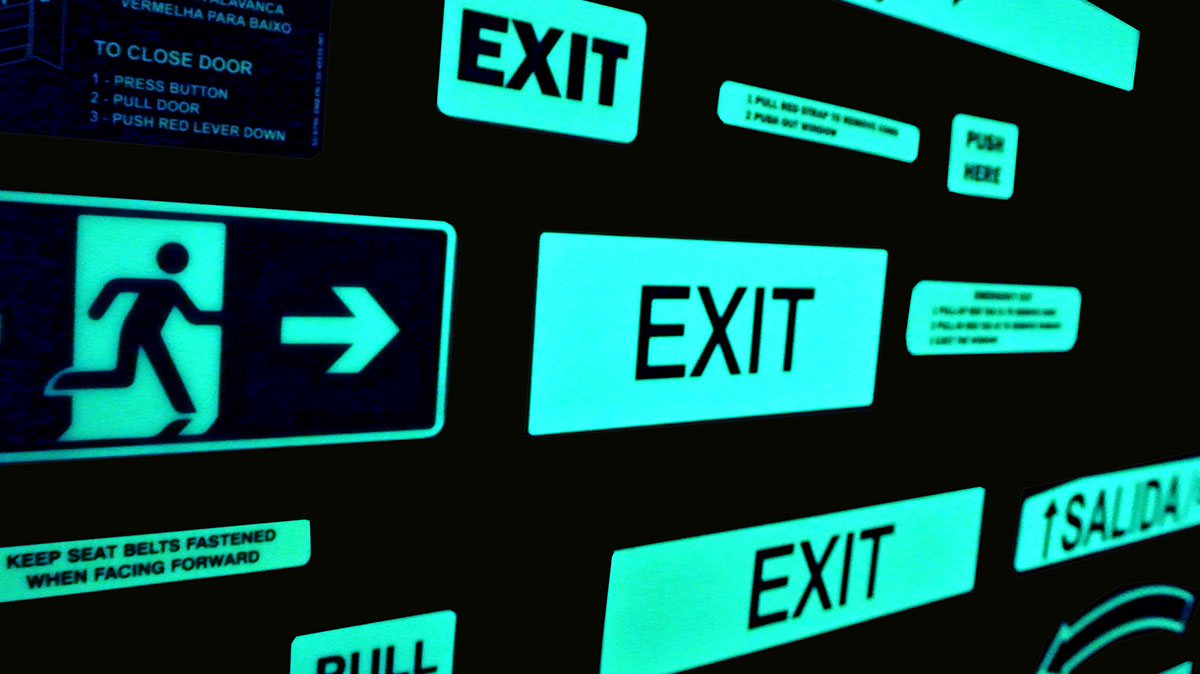 Blue-exit-signage